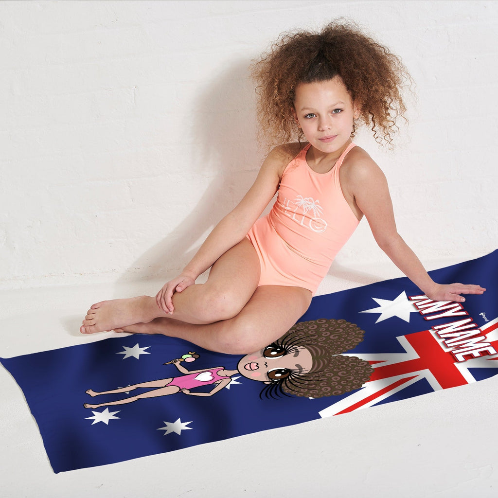 Girls Personalized Australia Flag Beach Towel