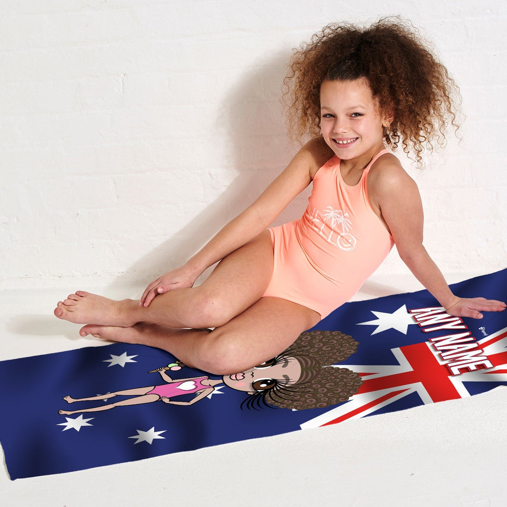 Girls Personalized Australia Flag Beach Towel