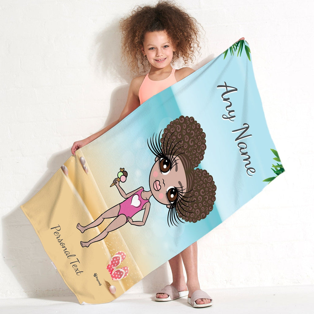 Girls Personalized Beach Print Beach Towel