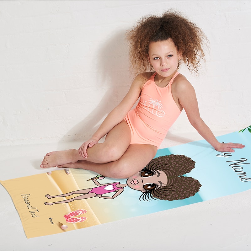 Girls Personalized Beach Print Beach Towel