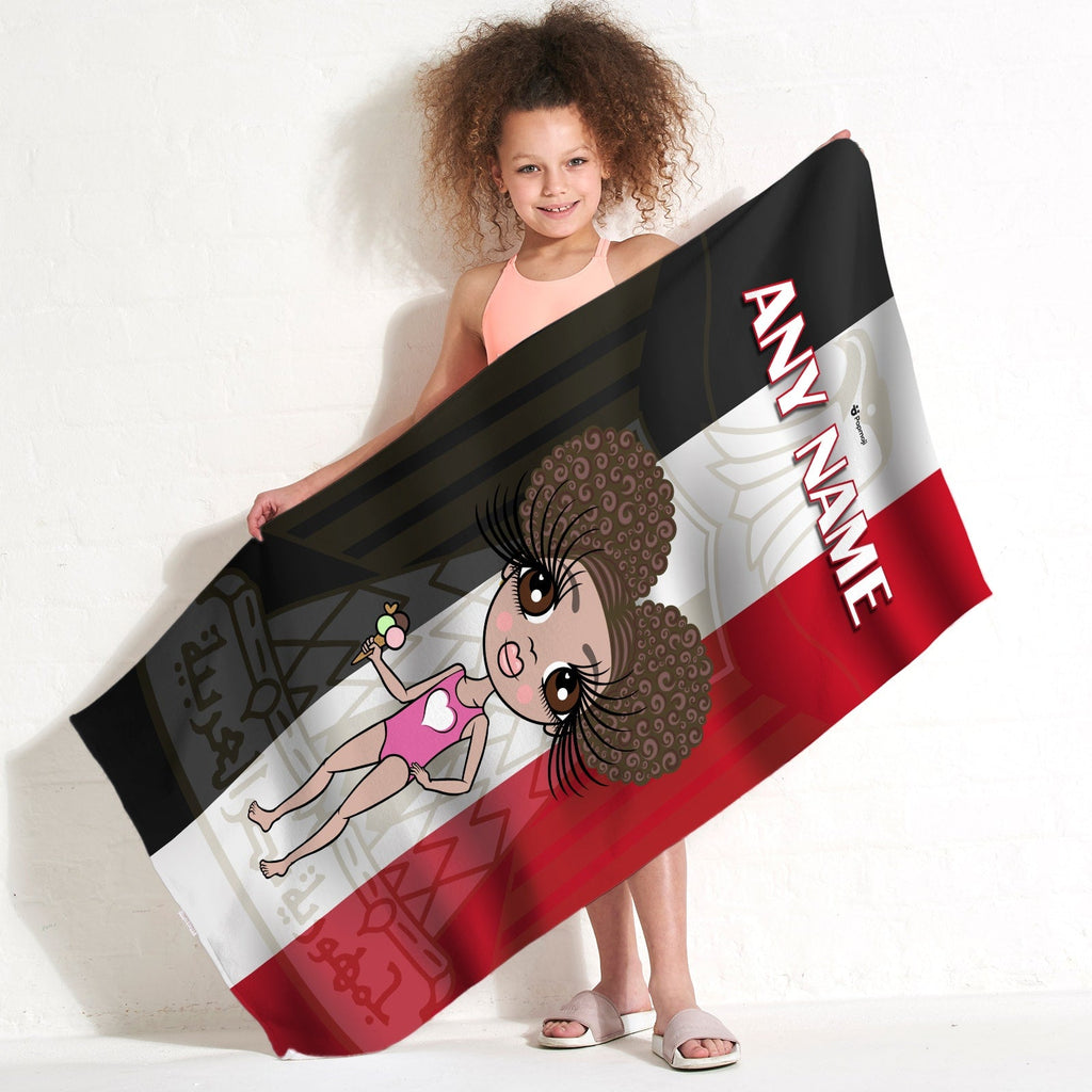 Girls Personalized Egypt Flag Beach Towel