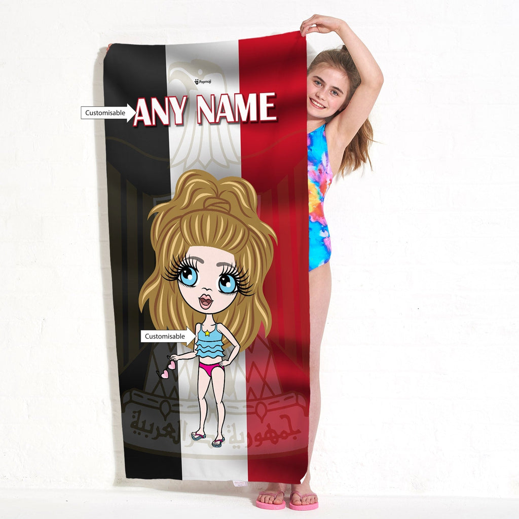 Girls Personalized Egypt Flag Beach Towel
