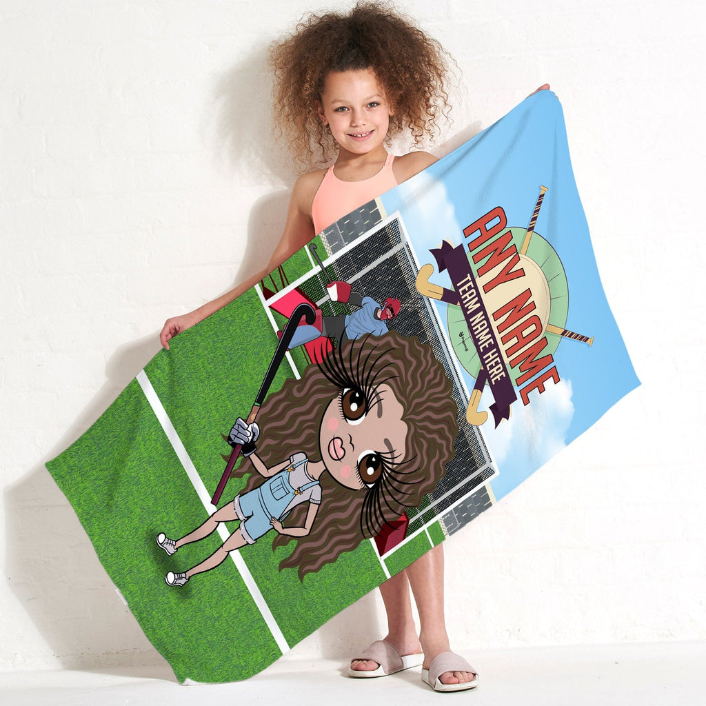 Girls Personalized Field Hockey Beach Towel
