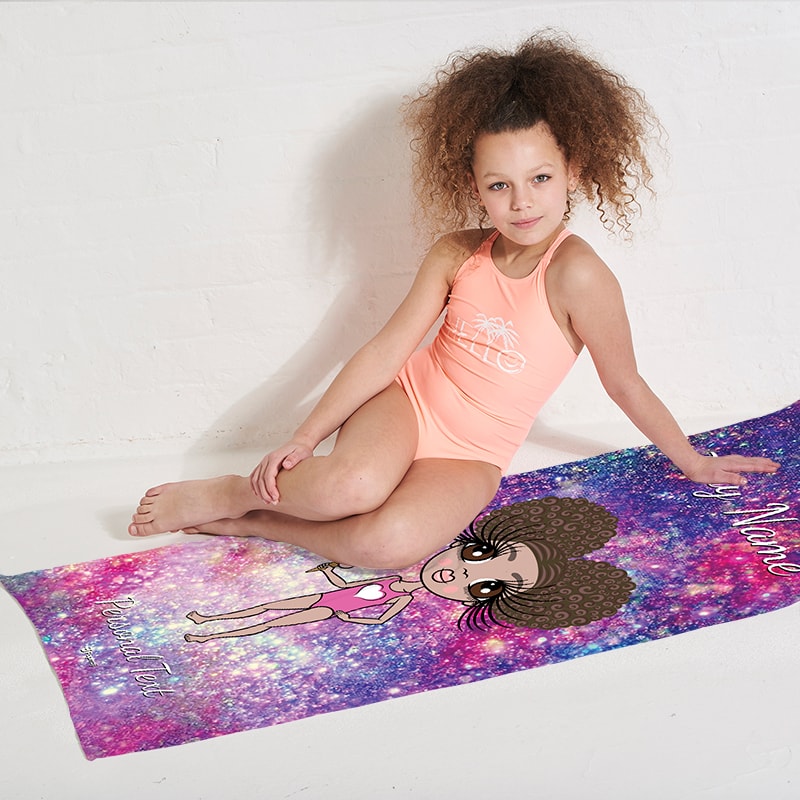 Girls Personalized Galaxy Sparkle Beach Towel