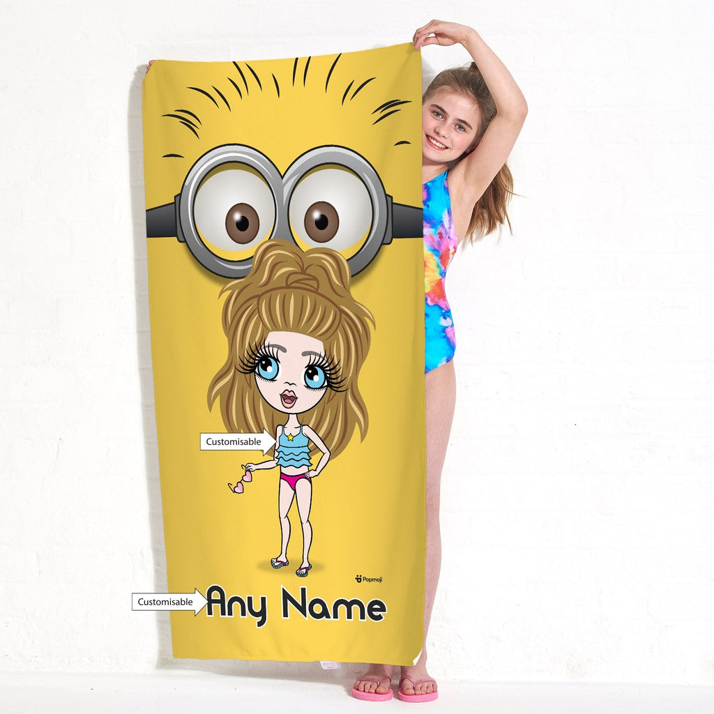 Girls Personalized Google Eyes Beach Towel