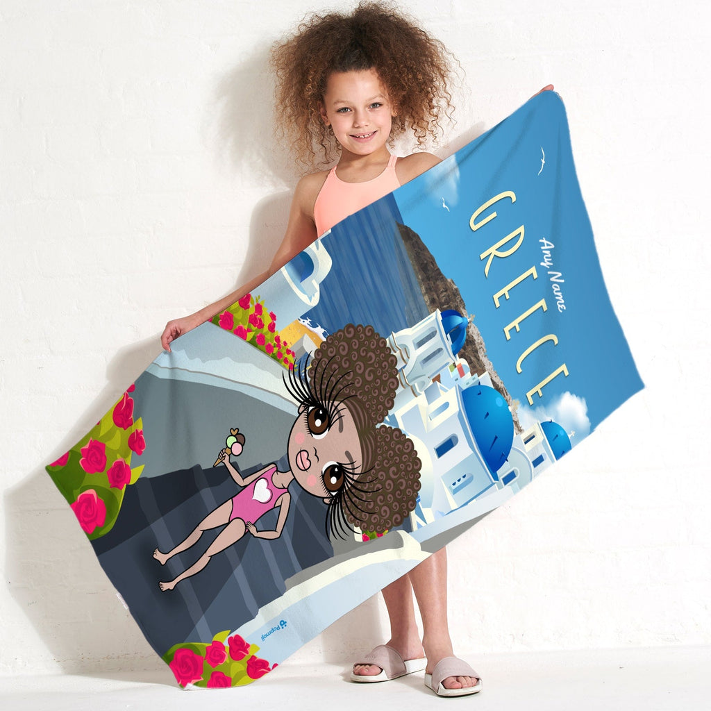 Girls Personalized Greece Beach Towel