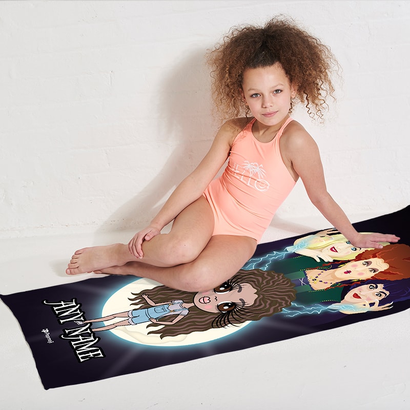 Girls Personalized Mischievous Witches Beach Towel