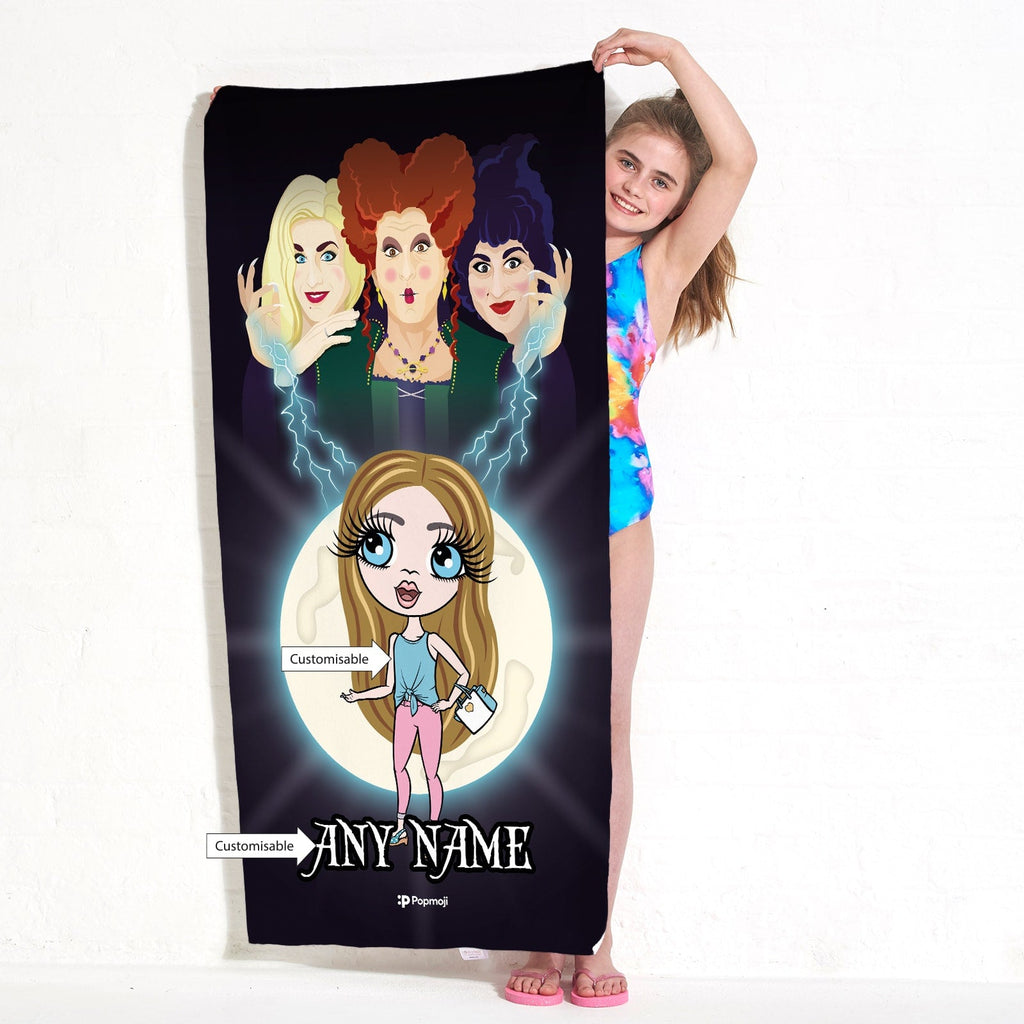 Girls Personalized Mischievous Witches Beach Towel