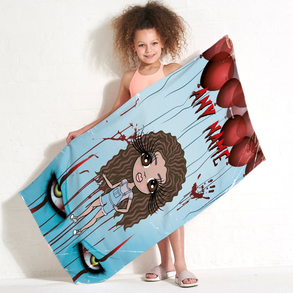 Girls Personalized Evil Clown Beach Towel