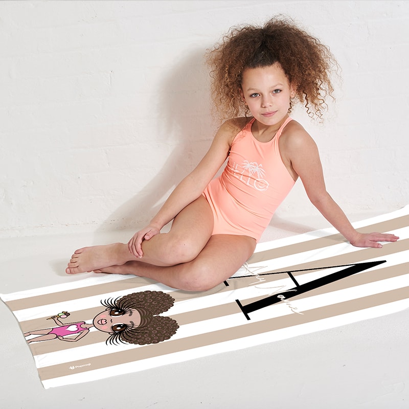 Girls Personalized The LUX Collection Initial Stripe Beach Towel