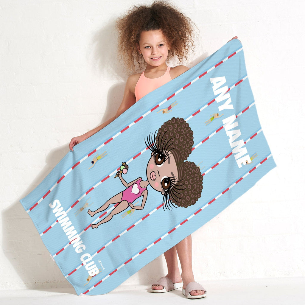 Girls Personalized Lanes Swimming Towel