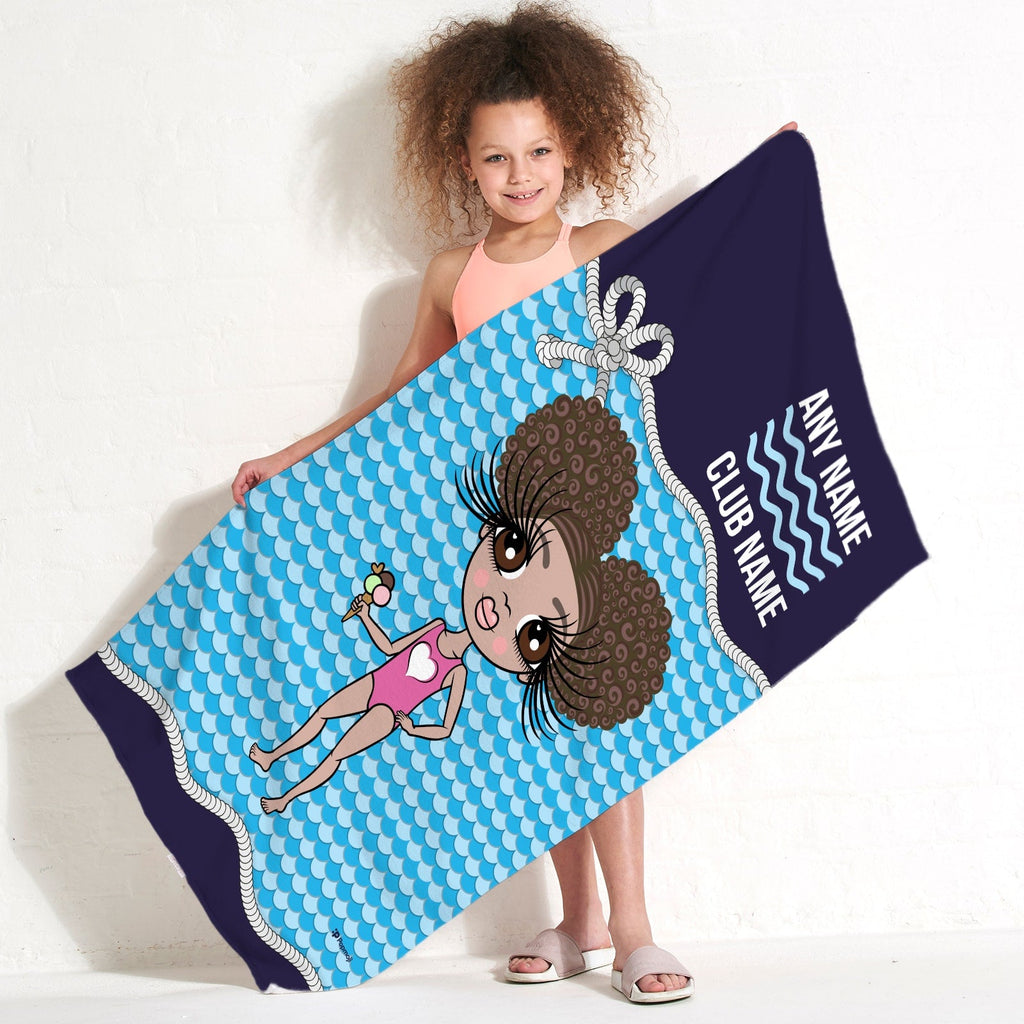 Girls Personalized Nautical Swimming Towel