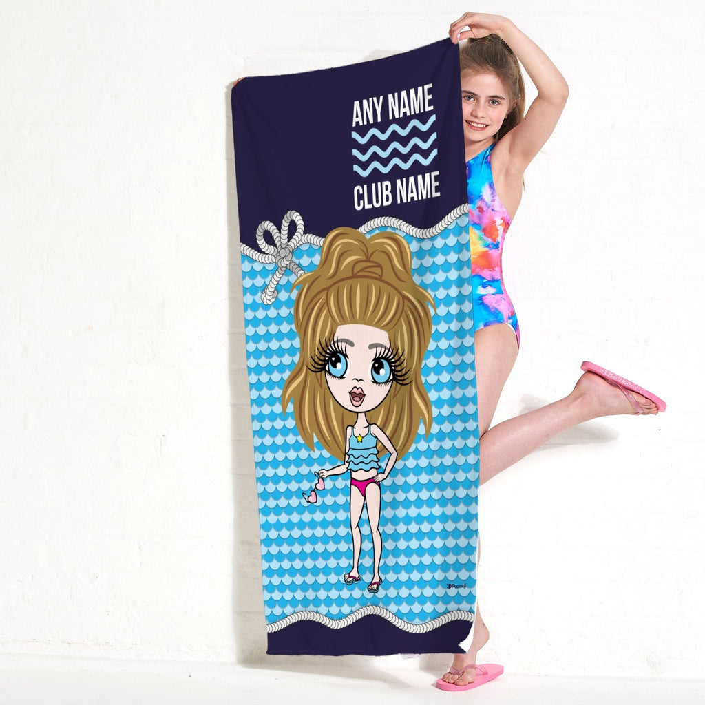Girls Personalized Nautical Swimming Towel