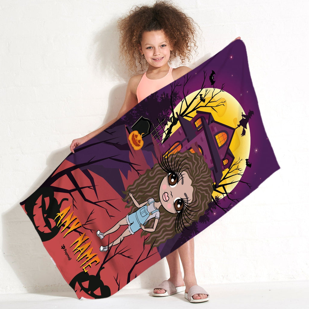 Girls Personalized Haunted House Beach Towel