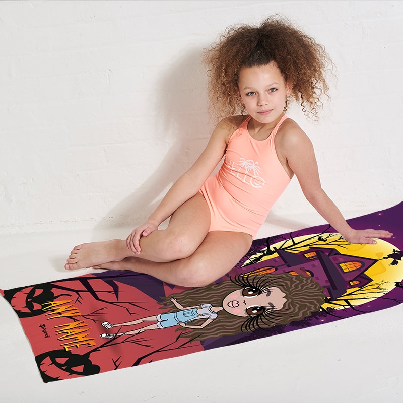 Girls Personalized Haunted House Beach Towel