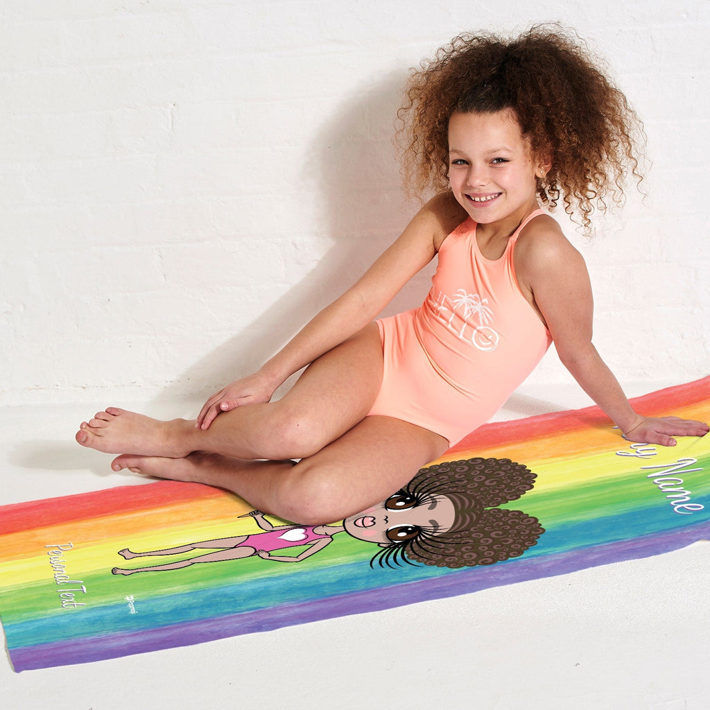Girls Personalized Rainbow Fun Beach Towel