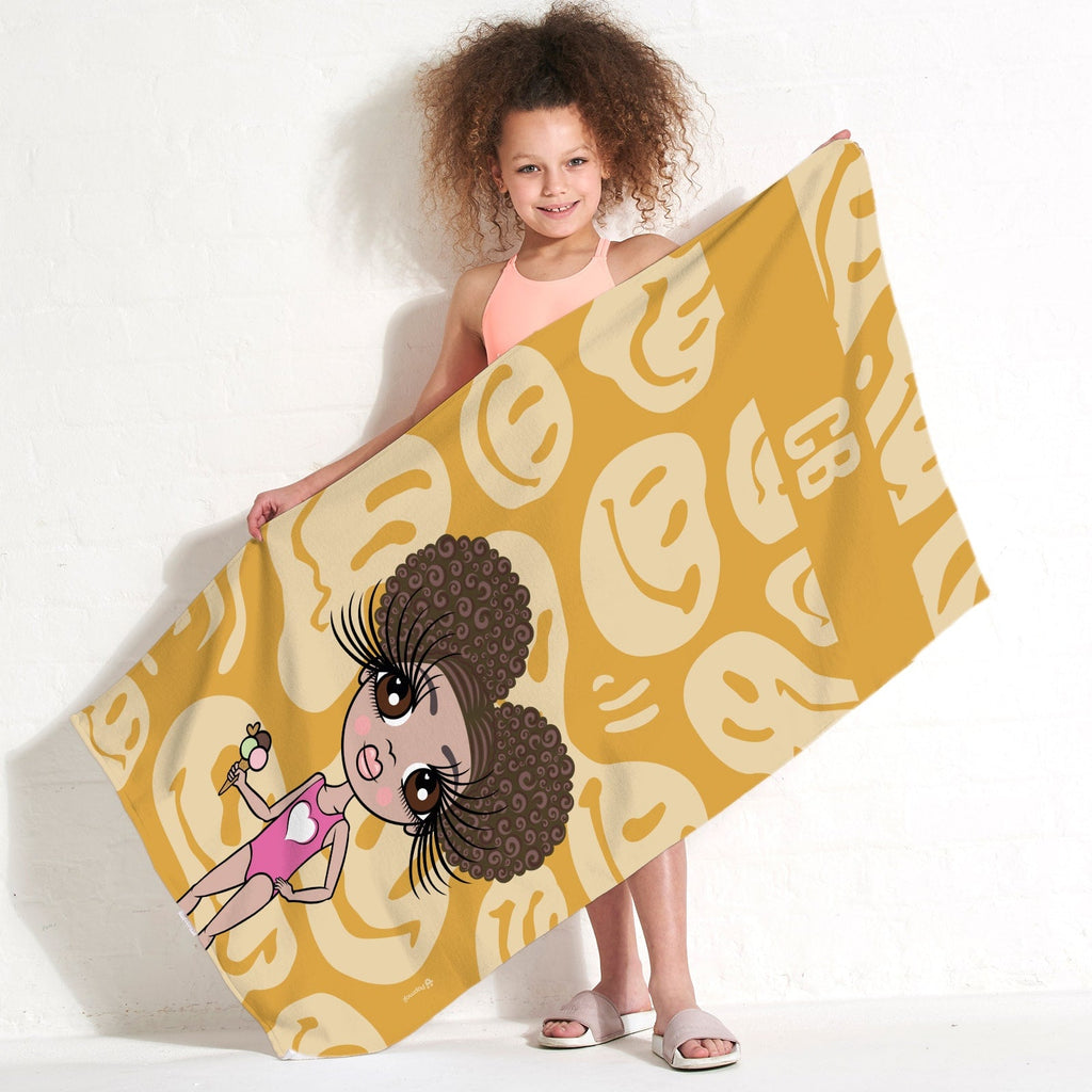 Girls Personalized Repeat Smile Beach Towel