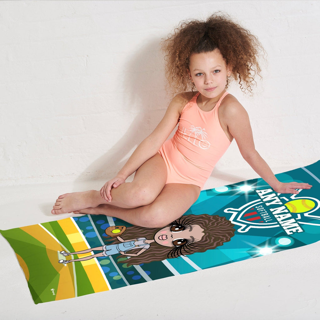 Girls Personalized Softball Beach Towel