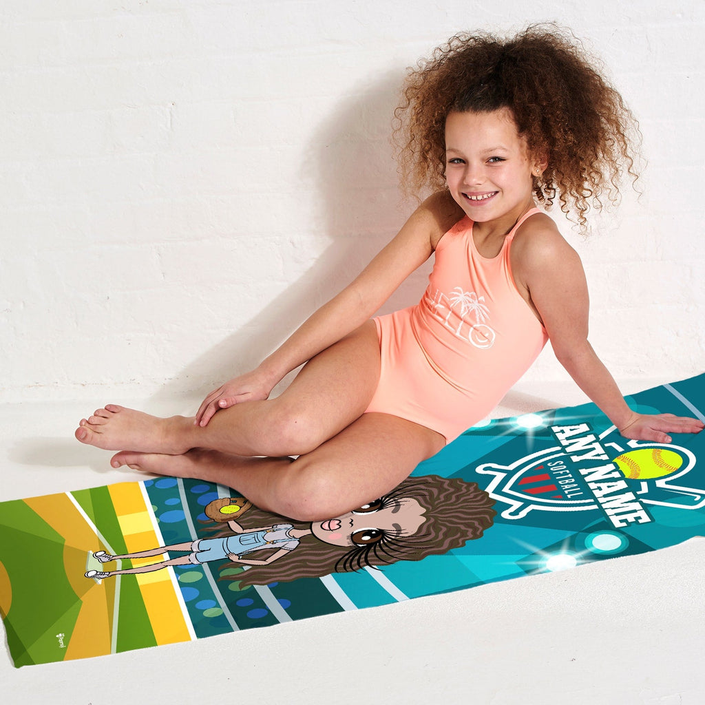 Girls Personalized Softball Beach Towel