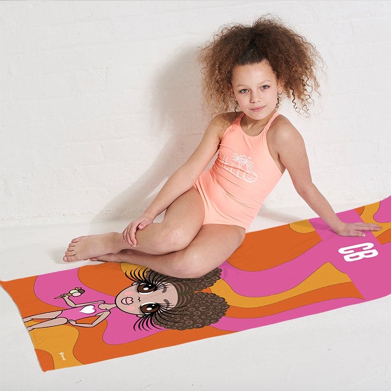 Girls Personalized Swirl Beach Towel