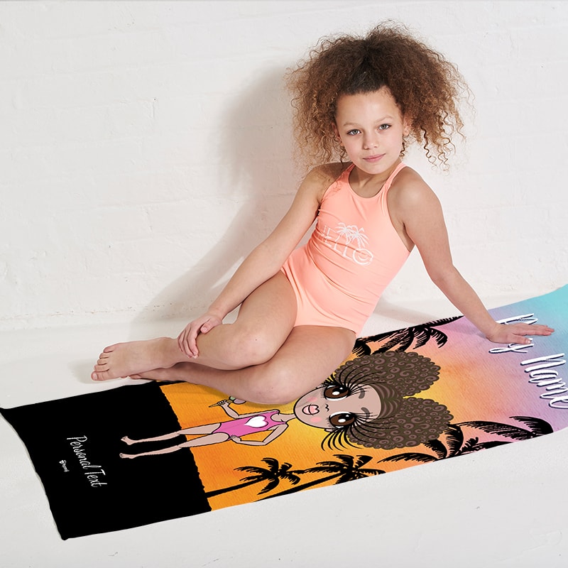 Girls Personalized Tropical Sunset Beach Towel
