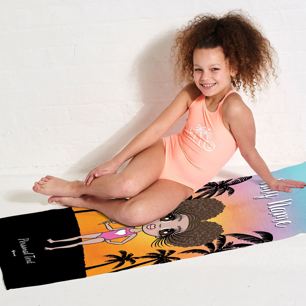 Girls Personalized Tropical Sunset Beach Towel