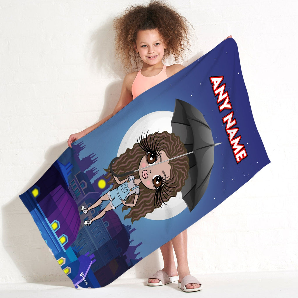 Girls Personalized Umbrella Flight Beach Towel