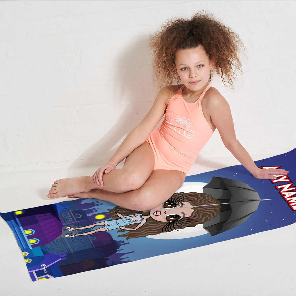 Girls Personalized Umbrella Flight Beach Towel