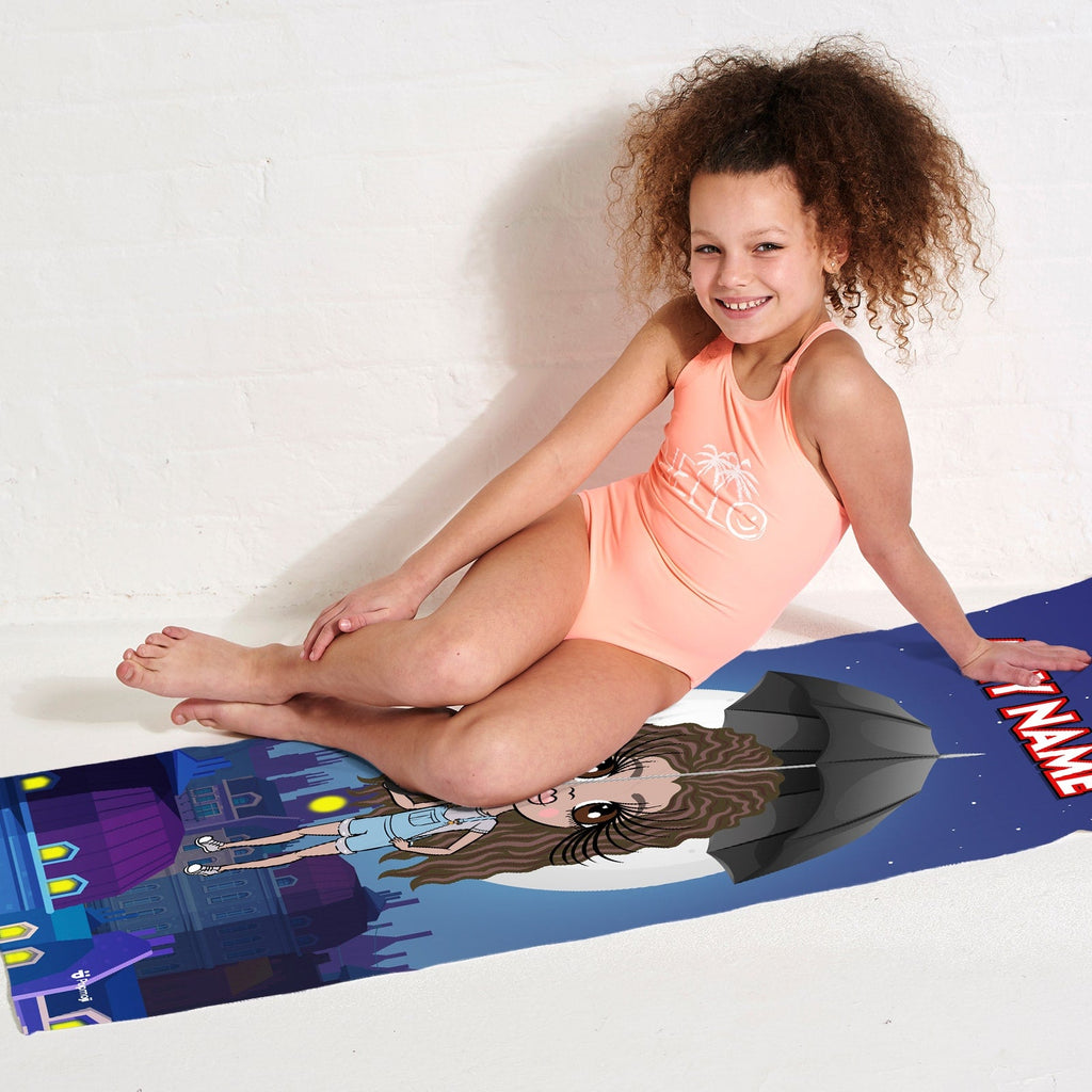 Girls Personalized Umbrella Flight Beach Towel