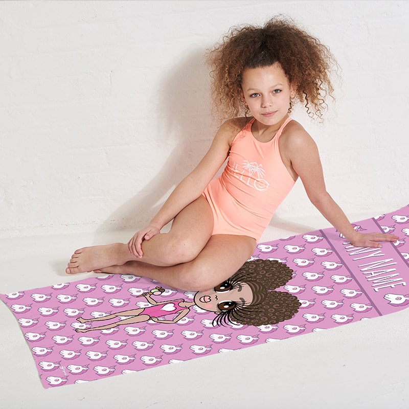Girls Personalized Unicorn Emoji Beach Towel