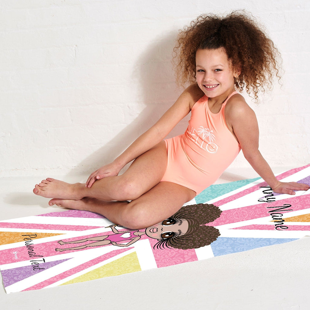 Girls Personalized Union Jack Beach Towel