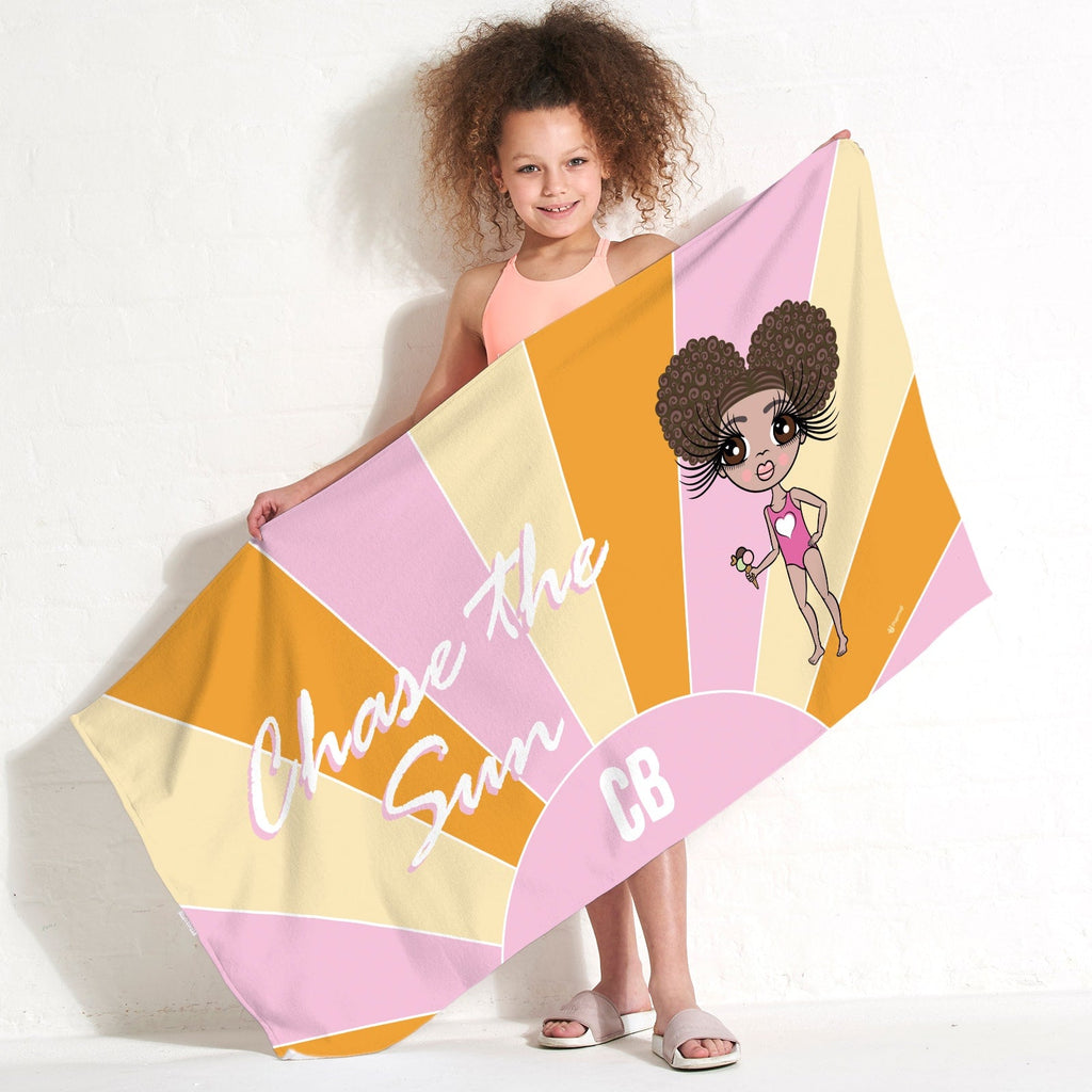 Girls Personalized Chase The Sun Beach Towel