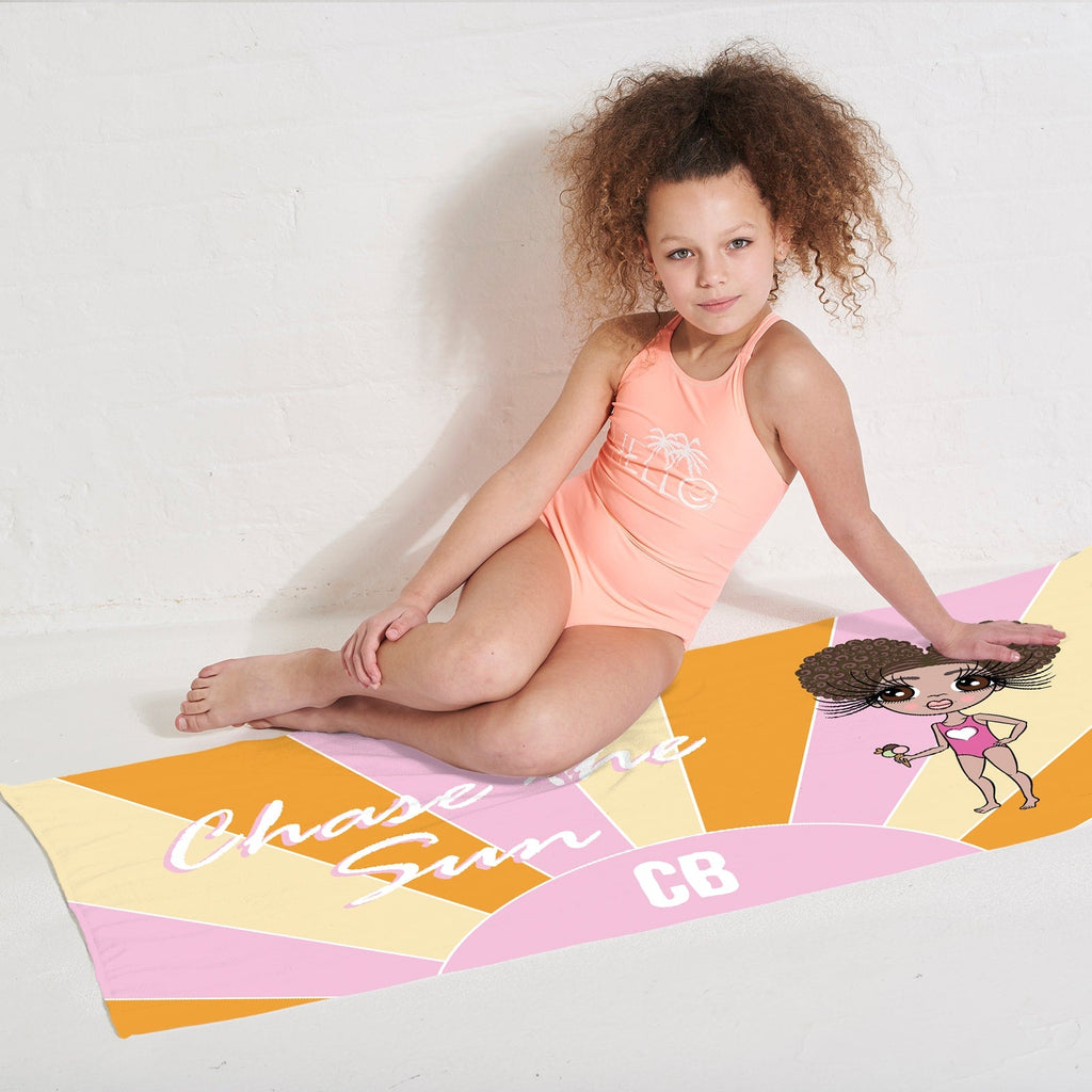 Girls Personalized Chase The Sun Beach Towel