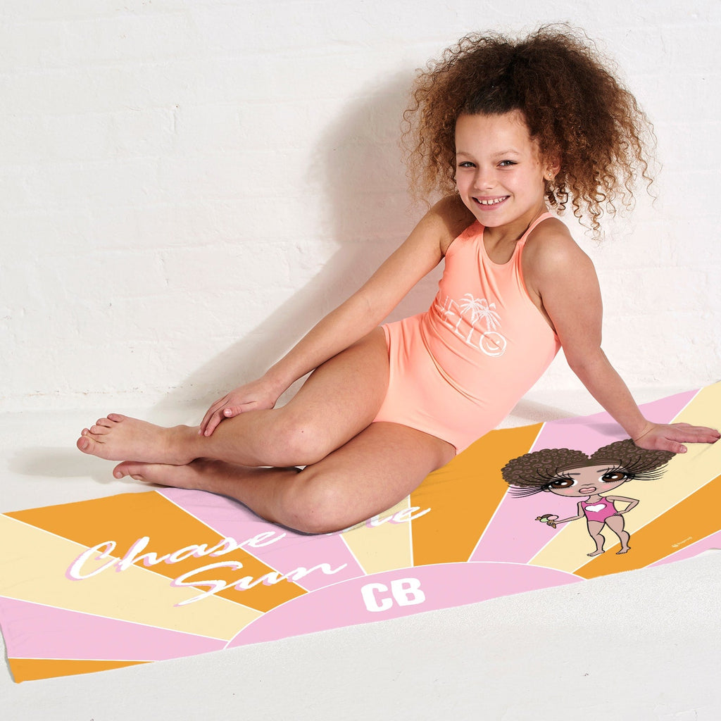 Girls Personalized Chase The Sun Beach Towel