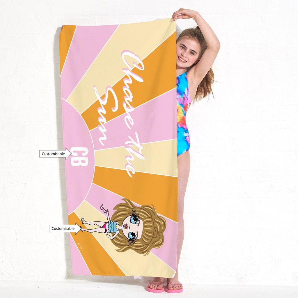 Girls Personalized Chase The Sun Beach Towel