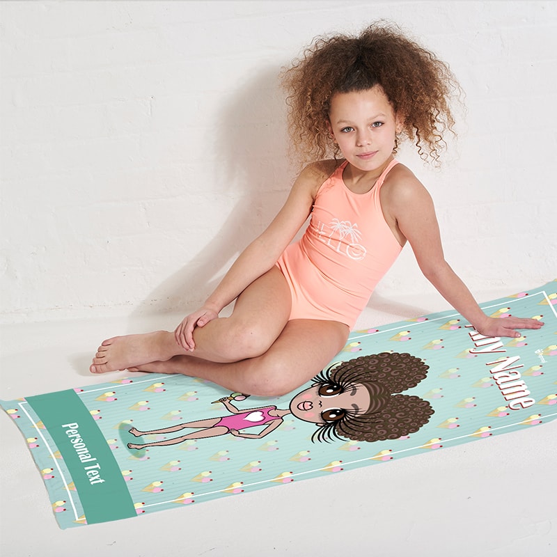 Girls Personalized Ice Cream Sundae Beach Towel