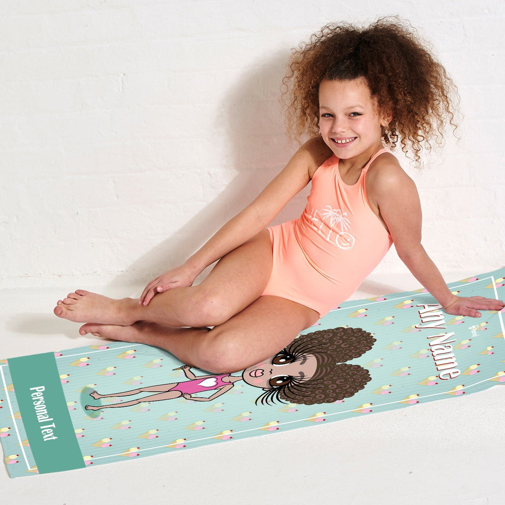Girls Personalized Ice Cream Sundae Beach Towel