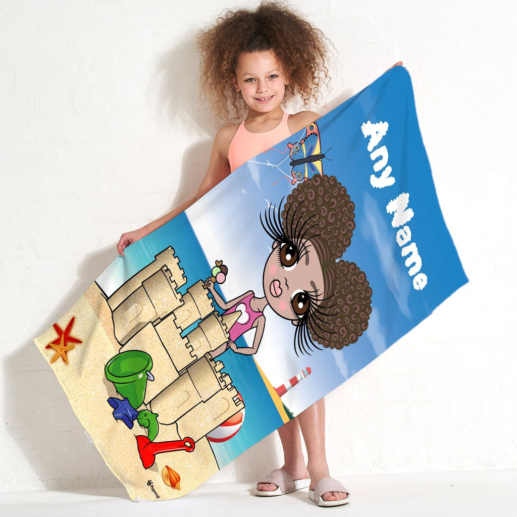 Girls Personalized Sandcastle Fun Beach Towel