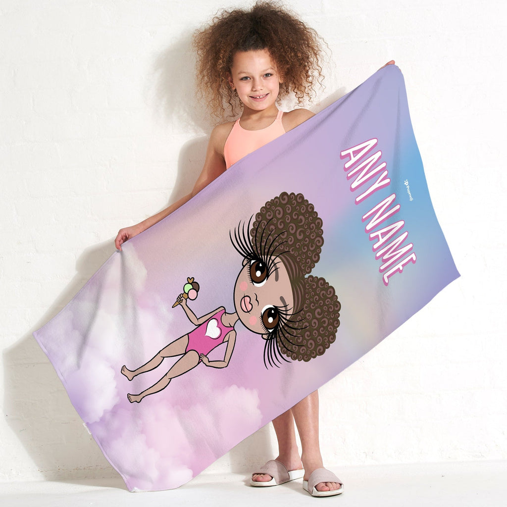 Girls Personalized Unicorn Colours Beach Towel