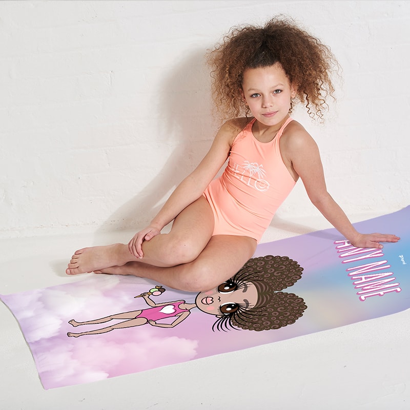 Girls Personalized Unicorn Colours Beach Towel