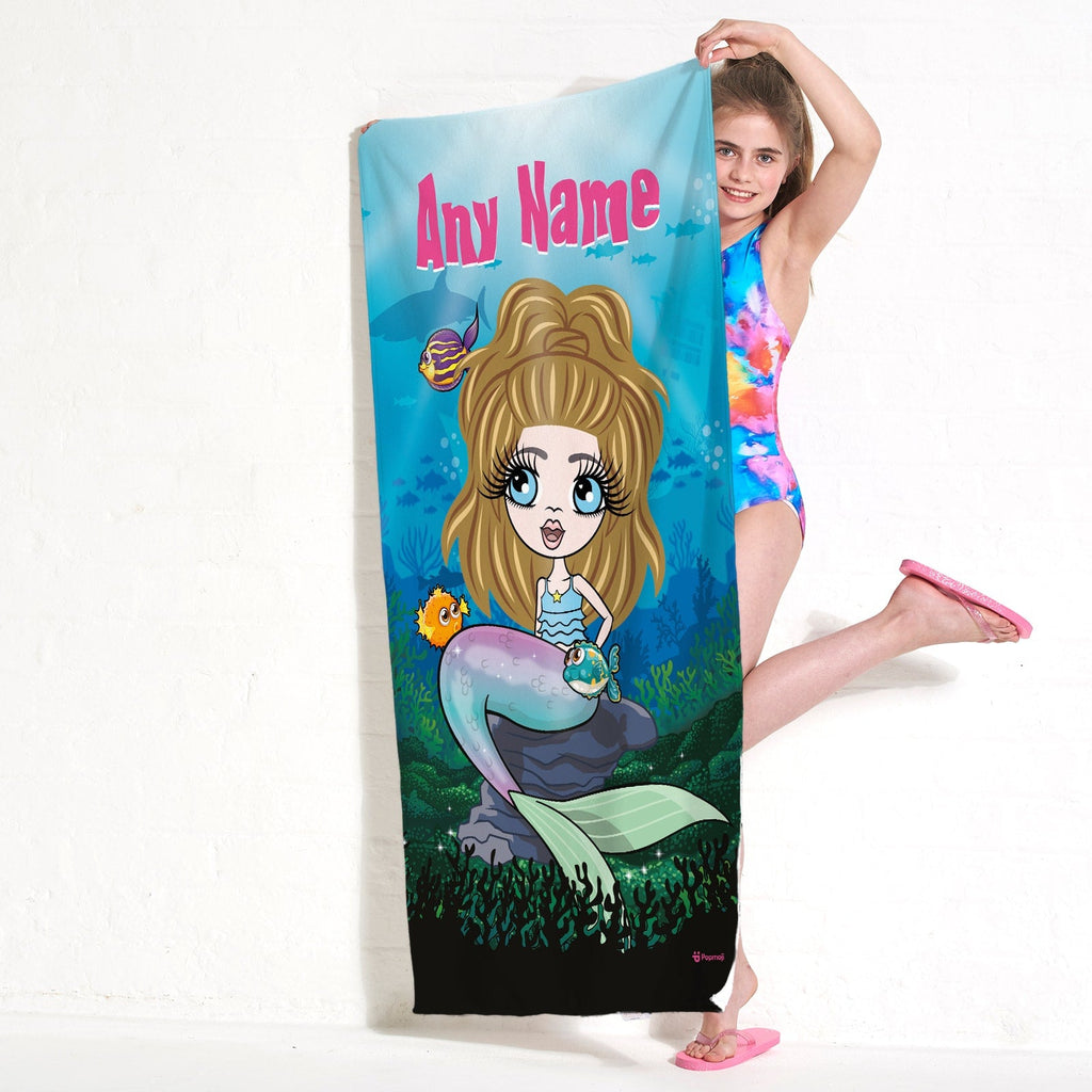 Girls Personalized Mermaid Beach Towel
