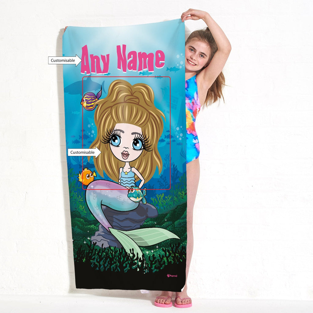 Girls Personalized Mermaid Beach Towel