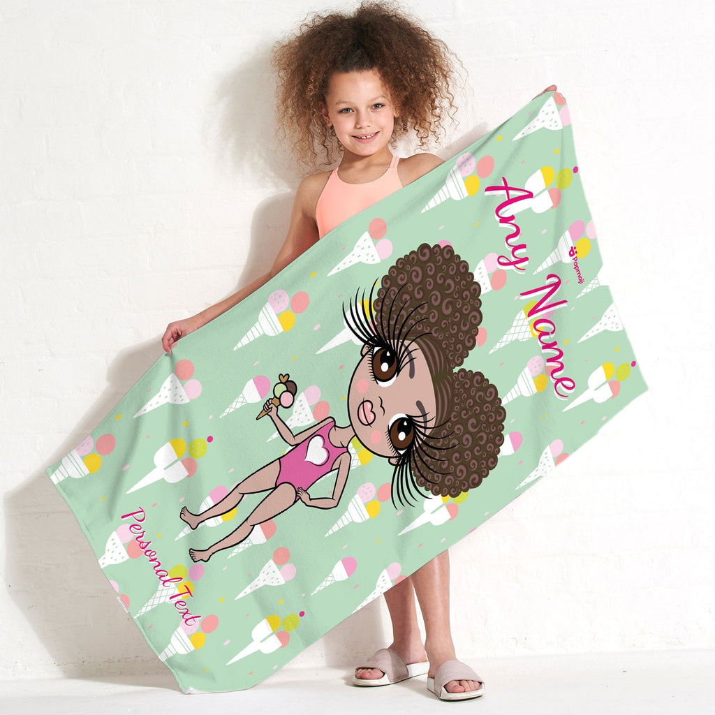 Girls Personalized Ice Cream Beach Towel