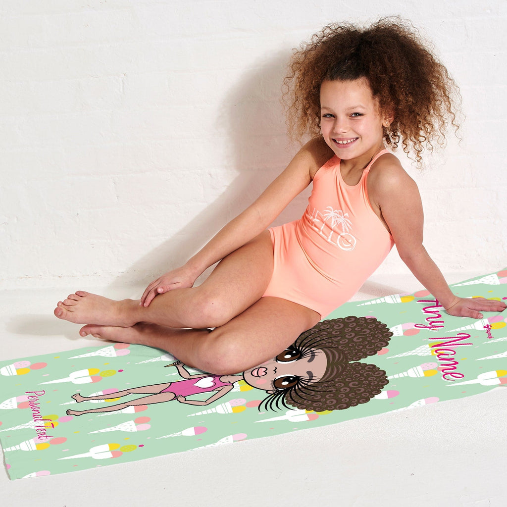 Girls Personalized Ice Cream Beach Towel