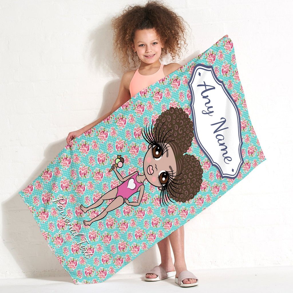 Girls Personalized Rose Beach Towel