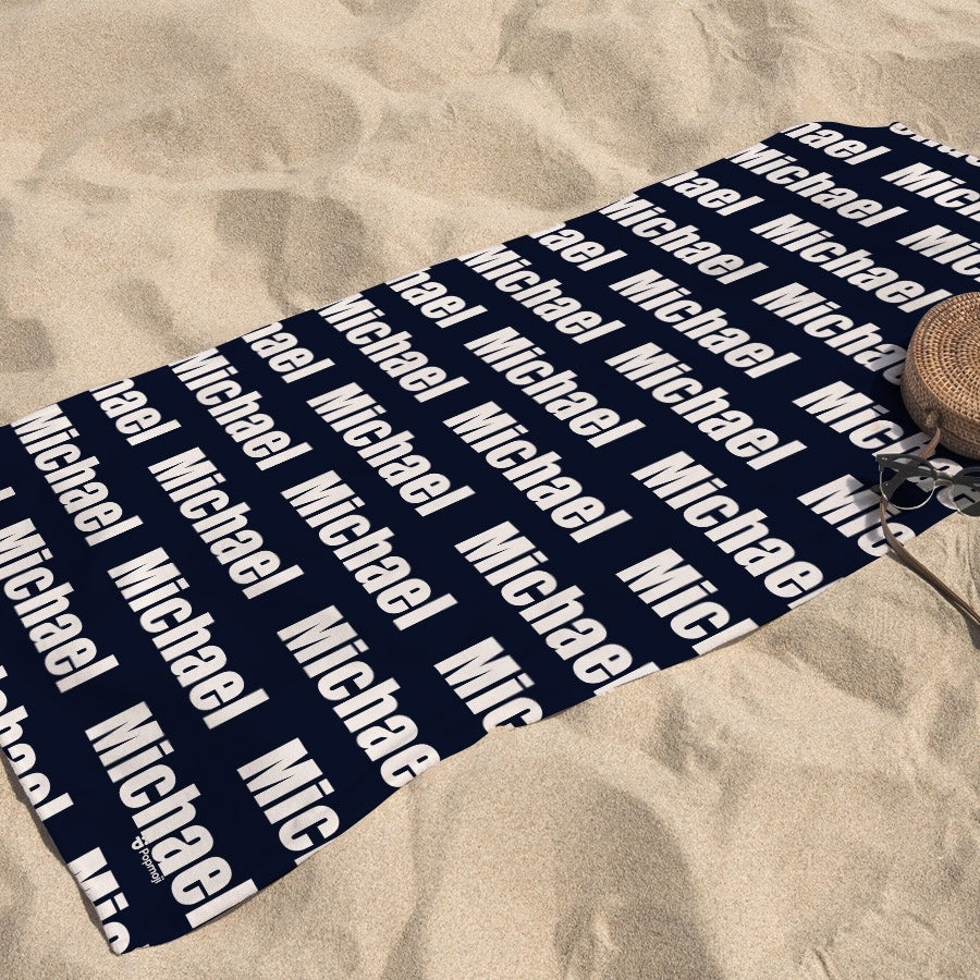 Personalized Name Bold Navy Beach Towel - Image 4