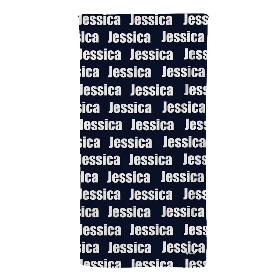 Personalized Name Bold Navy Beach Towel - Image 2