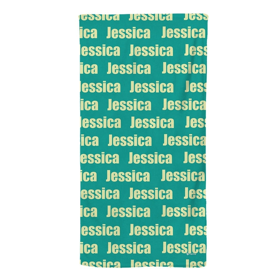 Personalized Name Bold Turquoise Beach Towel - Image 5