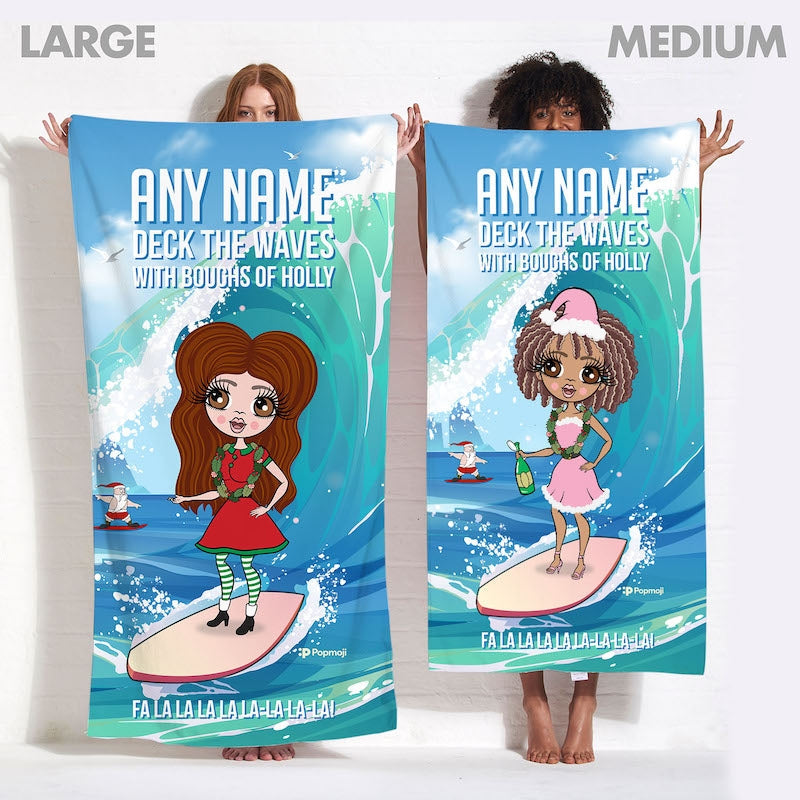 Womens Personalized Deck The Waves Beach Towel