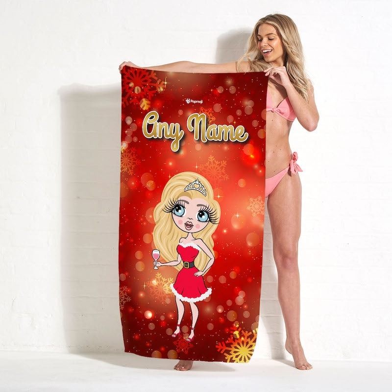 Womens Personalized Festive Sparkle Beach Towel